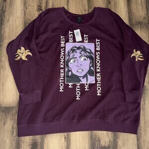 Torrid 5X NWT Disney Princess Tangled Mother Knows Best Sweatshirt Burgundy